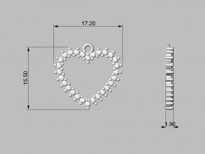 Diamond Heart Pendant 3D Print Model