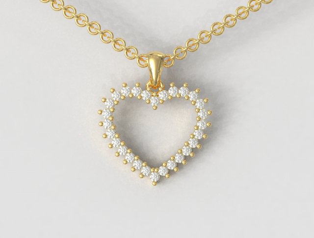Diamond Heart Pendant 3D प्रिंट मॉडल .c4d .max .obj .3ds .fbx .stl .blend 