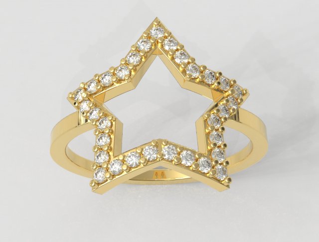 Start Diamond Ring 3D 打印模型 .c4d .max .obj .3ds .fbx .stl .blend
