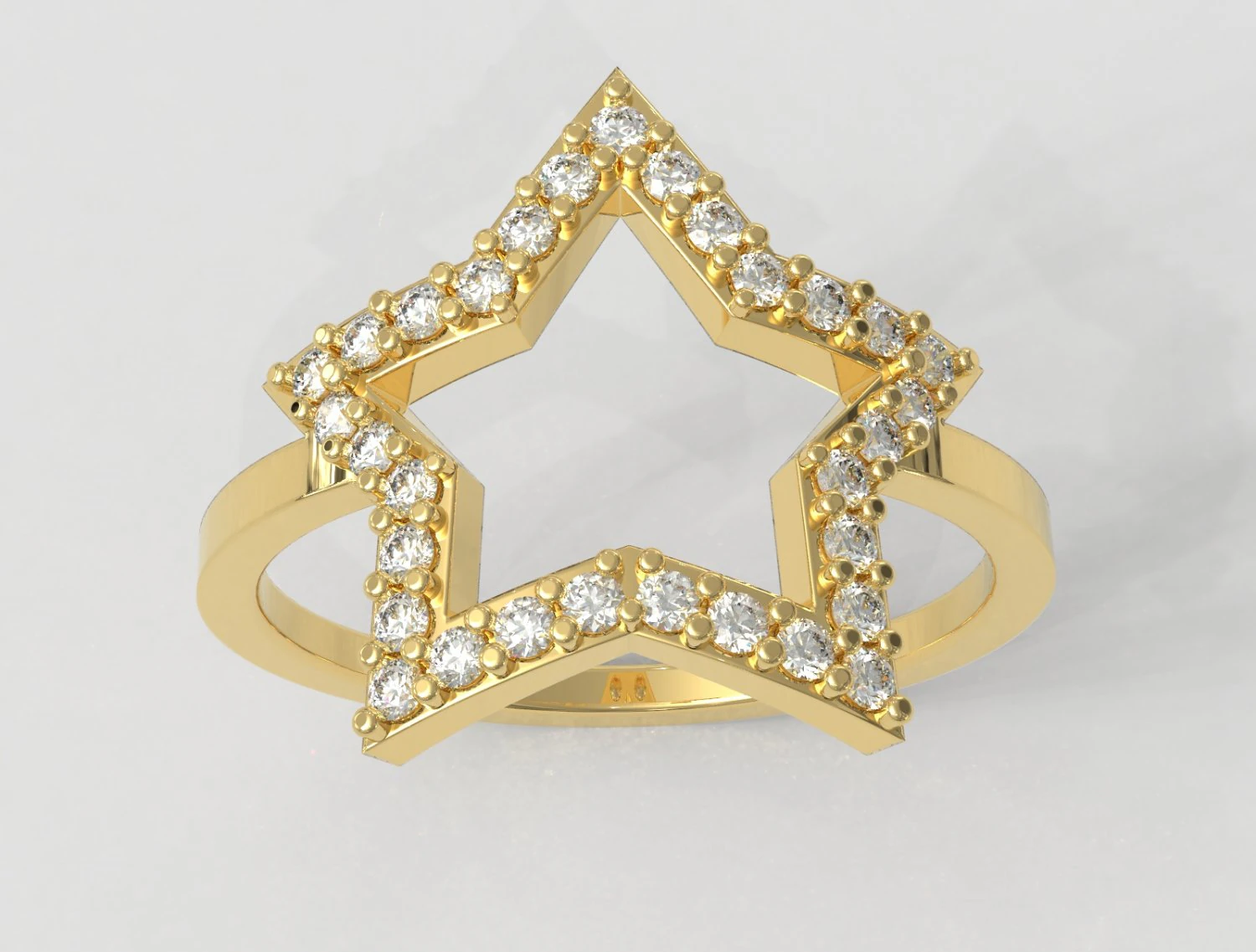 Start Diamond Ring 3D Print Model .c4d .max .obj .3ds .fbx .stl .blend 