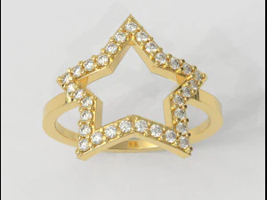 Start Diamond Ring 3D Print Model