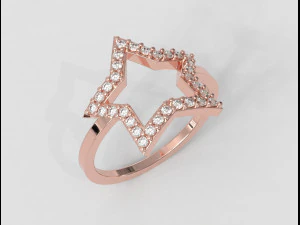 Start Diamond Ring 3D Print Model