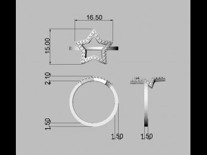 Start Diamond Ring 3D Print Model