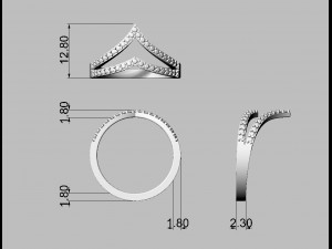 Diamond Fashion Ring 3D 打印模型