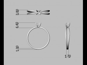 4mm Diamond Ring 3D Baskı Modeli
