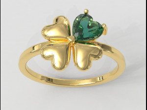 Clover Gemstone Ring 3D Print Model