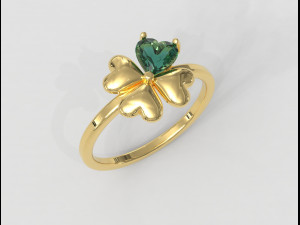 Clover Gemstone Ring Model Cetak 3D