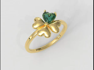 Clover Gemstone Ring 3D Print Model