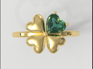 Clover Gemstone Ring Model Cetak 3D