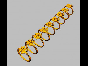 Clover Gemstone Ring Model Cetak 3D