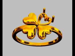 Clover Gemstone Ring Model Cetak 3D