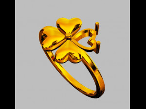 Clover Gemstone Ring Model Cetak 3D
