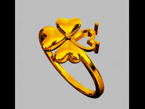 Clover Gemstone Ring 3D Print Model