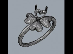 Clover Gemstone Ring 3D Print Model