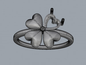 Clover Gemstone Ring Model Cetak 3D