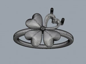 Clover Gemstone Ring 3D Print Model