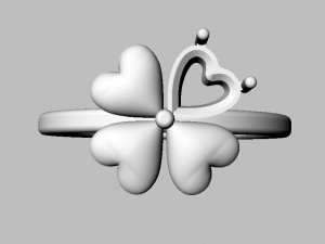 Clover Gemstone Ring Model Cetak 3D