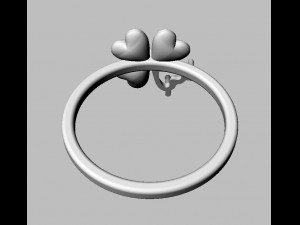 Clover Gemstone Ring Model Cetak 3D