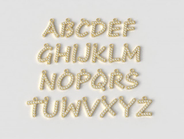 Alphabet Pendants Model Cetak 3D .c4d .max .obj .3ds .fbx .stl .blend 
