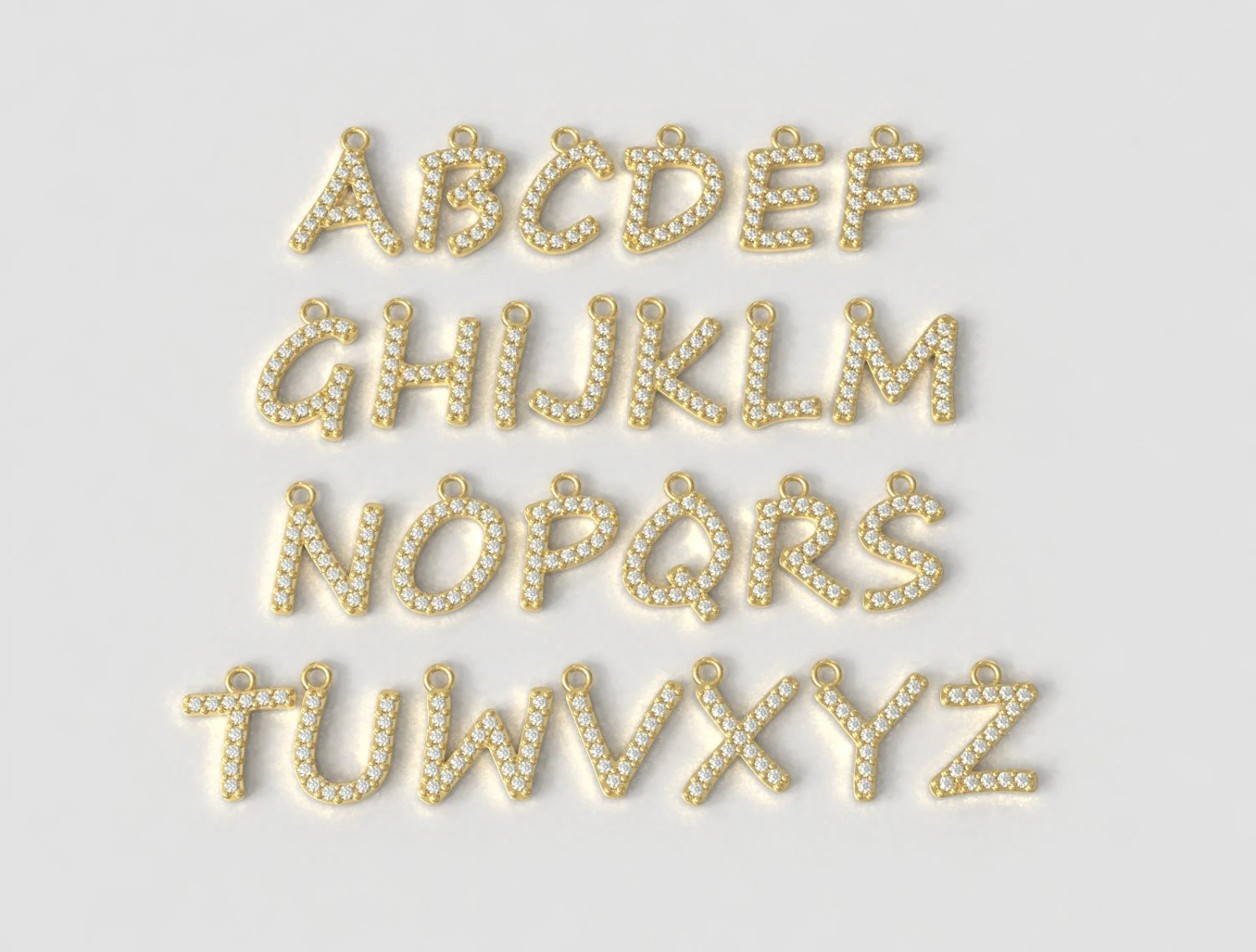 Alphabet Pendants 3D Print Model .c4d .max .obj .3ds .fbx .stl .blend 
