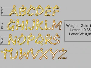 Alphabet Pendants 3D Print Model