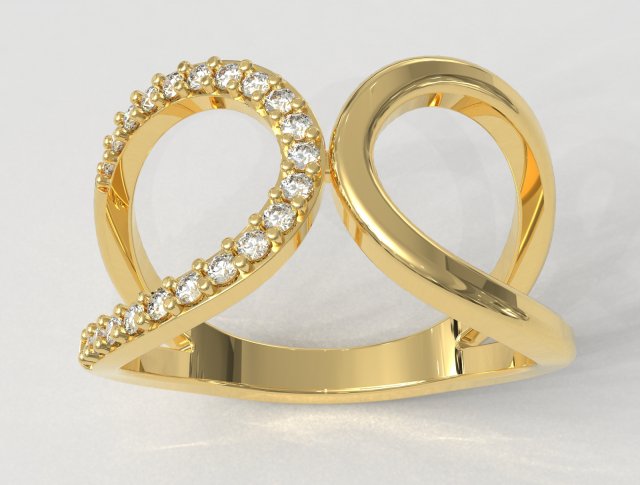 Curve Diamond Ring 3D Print Model .c4d .max .obj .3ds .fbx .stl .blend 