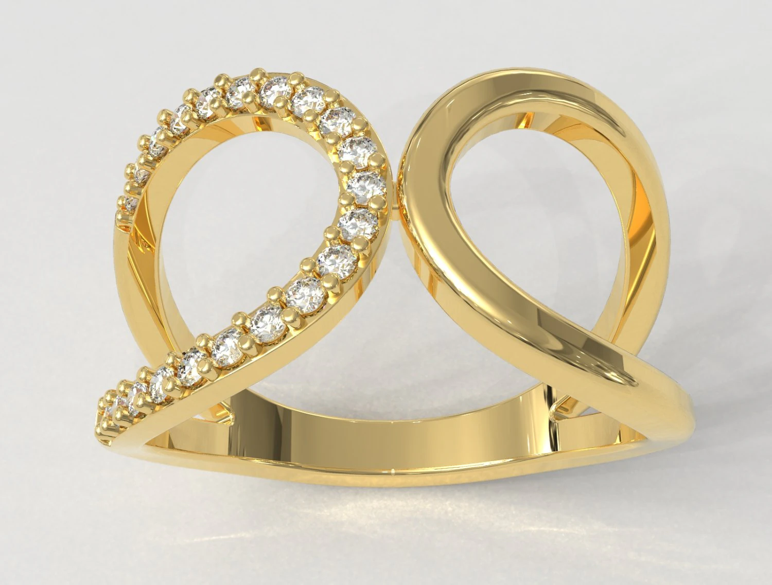 Curve Diamond Ring 3D Print Model .c4d .max .obj .3ds .fbx .stl .blend 
