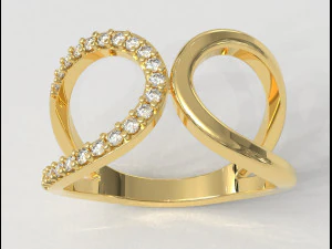 Anel de diamante curvo Modelo de Impressão 3D