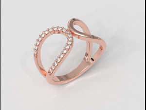 Curve Diamond Ring 3D Print Model