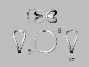 Curve Diamond Ring 3D Print Model