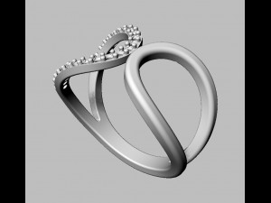 Curve Diamond Ring 3D Print Model