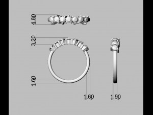 3mm gemstone ring 3D Принт Модель