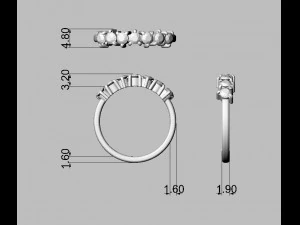 3mm gemstone ring 3D Print Model