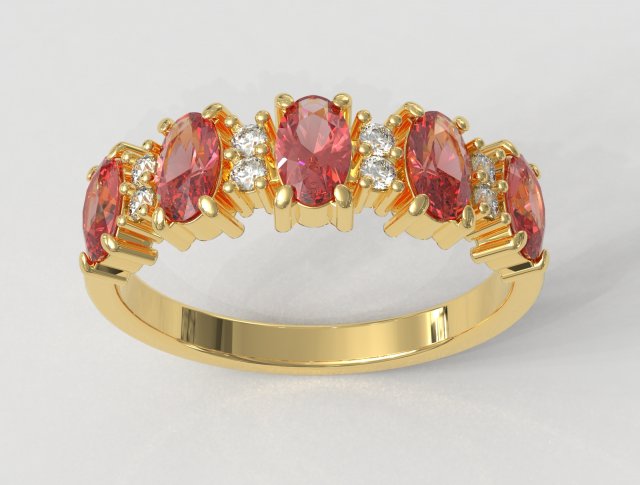 Gemstones Ring 3Dプリントモデル .c4d .max .obj .3ds .fbx .stl .blend 