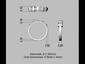 Gemstones Ring 3Dプリントモデル