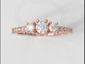 3 Stones Ring 3Dプリントモデル