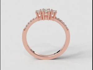 3 Stones Ring 3D Print Model