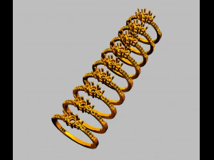 3 Stones Ring 3D Print Model