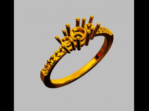 3 Stones Ring 3D Print Model