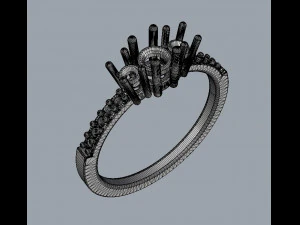 3 Stones Ring 3D Print Model