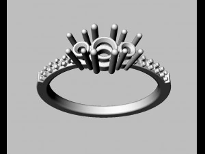 3 Stones Ring 3D Print Model