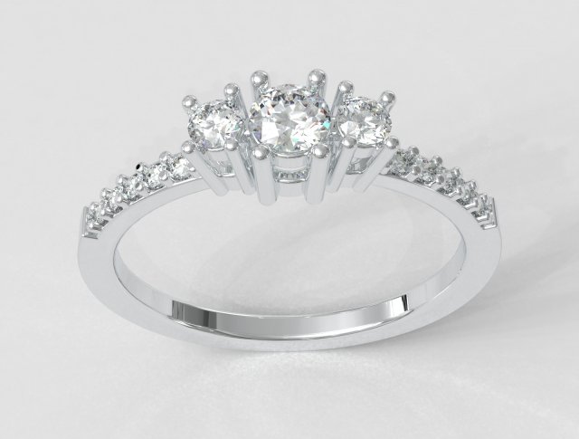 3 Stones Ring 3Dプリントモデル .c4d .max .obj .3ds .fbx .stl .blend