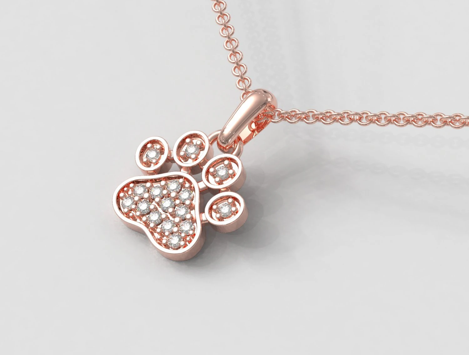 Paw Diamond Pendant 3D Print Model .c4d .max .obj .3ds .fbx .stl .blend 