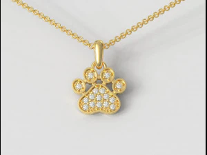 Paw Diamond Pendant 3D Print Model