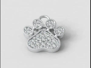Paw Diamond Pendant 3D Print Model