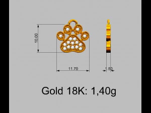 Paw Diamond Pendant 3D Print Model