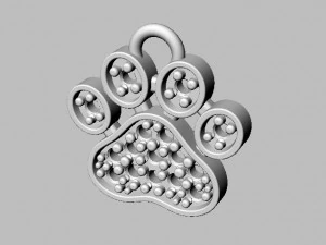 Paw Diamond Pendant 3D Print Model