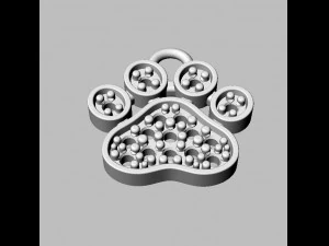 Paw Diamond Pendant 3D Print Model