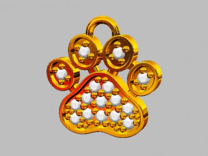 Paw Diamond Pendant 3D Print Model