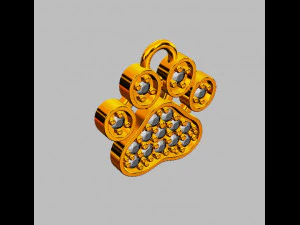 Paw Diamond Pendant 3D Print Model